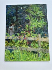 GARDEN PAINTING PORTRAIT IMPRESSIONIST LANDSCAPE PATH FAMILY GERARD MERFELD OIL