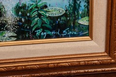 Raymond Sipos (b. 1938) Landscape of Lake w/ Water Lilies, Original Oil Painting