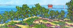 Original Oil Painting Grand Haven Lighthouse Lake Michigan Dunes Landscape 40×16