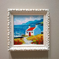 Irish Cottage Impasto Oil Painting – Original 3D Art Unframed 6×6
