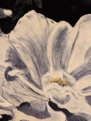 Large Gardenias Silk Floral Picture Art White Black Framed Stunning! 31×23″