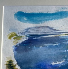 Watercolor Ink & Gouache Philip Frey “Late Afternoon Somes Sound” Maine Framed