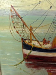 Italian Fishing Boats Oil Masonite Nautical Painting Arthur D’Artois (1894-1976)