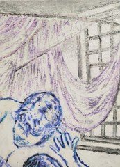 9 inch x 12 inch – Texured Romance Drawing – NO FRAME by A. Avila