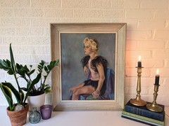 Original Signed Painting | Figure Skater or Cabaret Dancer | Irene Kinney | 1958