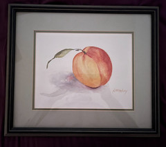 GEORGIA PEACH Original Watercolor painted by Nancy McKelvey Atlanta Framed w/Mat