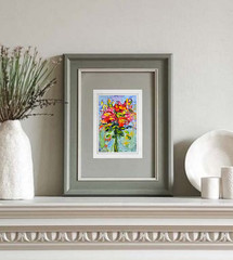 Abstract Bouquet of Flowers Red Oil Painting 10x15cm Painting on Painting Board