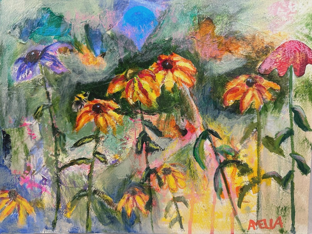 Original Art Painting OOAK Floral „In Love With Herself“ Dreamscape Garden Wall