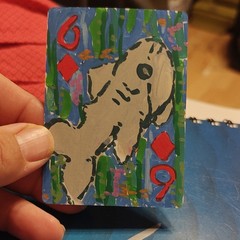 ACEO by Emily Meinert Shark Playing Card Painting Original Art Card Acrylic OOAK