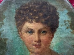 Antique PORTRAIT of A YOUNG LADY OIL PAINTING