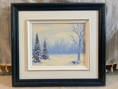 Original Canadian Winter Landscape Oil Painting by Lise St-Cyr Signed 2007