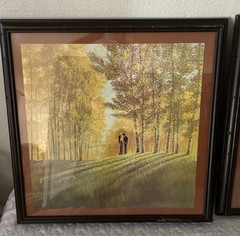 Vintage August Holland Wood Framed Art Prints Set 24”x24” Signed