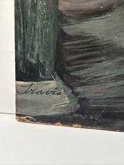 MID CENTURY PAINTING LARGE SURREAL CITY CITYSCAPE ROOF TOPS REGIONALISM URBAN