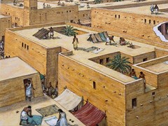 Original Artwork by Richard Hook of 2500 BCE settlement Mohenjo-daro, Pakistan