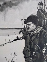 Watercolor Painting Troops Road Litvinov O Original Unframe Wall n1233AAA