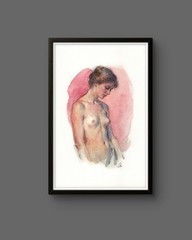 Original Female Figure Portrait Classical Painting 5.5×8.5 Book page