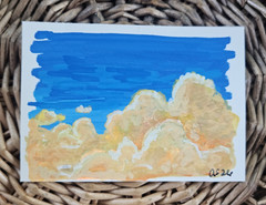 ACEO „Blue Sky, orange Clouds“ Original Acrylic on Paper, Ani Stallings 2026