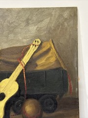 Antique Painting Military Toy Truck Still Life New York Mystery Artist 20 Inches