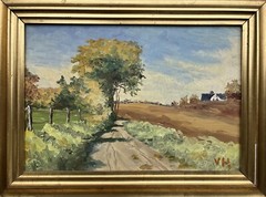 Impressionist Valdemar Hartnack Summer Landscape With Field Path And Farmhouse