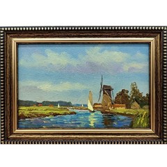 Sailboat Original Oil Painting 6×4 Framed Signed Vintage Marine Landscape Art