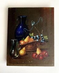 Vintage 8” x 10” Original Still Life Oil Painting On Canvas
