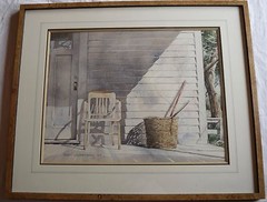 Bart Lindstrom large watercolor painting of southwest doorway, framed