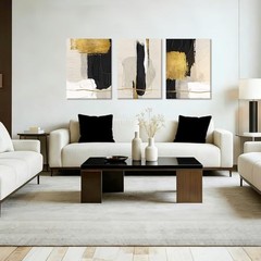 RZIGERNO 3 Pcs Black White and Gold 24″L x 16″W Black and gold abstract