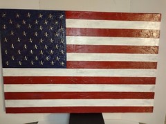 USA Flag Large Oil/Acrylic Clear Signed Original Painting 24 X 36 Inches COA