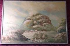 SOUTHWEST PUEBLOS SCENE oil painting canvas Native SW Desert
