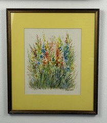 Original Watercolor Painting Matted & Framed Signed Boccard 14.5×12.5” Cheerful
