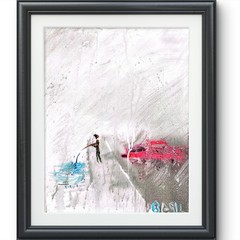 Catching Fish In The Rain Bold Color Modern Abstract Art Original Canvas 11×14