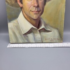 Original Oil Painting By Kenneth R Turner, Texas Man In Cowboy Hat 12″x16″ 1982
