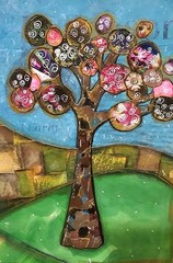 Original Tree Landscape Collage Art | Mixed Media Nature Spring Artwork 8×10