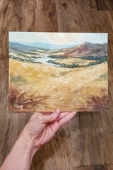Landscape River Mountains View ORIGINAL Oil Painting Impressionism Art 8×10