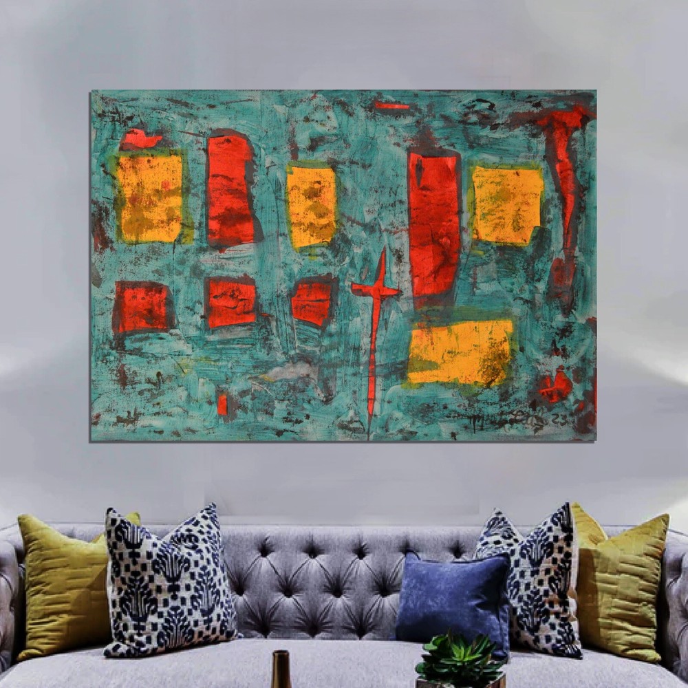 64”X44” Mark Little original canvas ￼painting OOAC Acrylic,Abstract,southwest XL