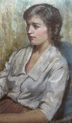 Anthony Harper : Portrait Of A Seated Lady , Pastel , Signed 1960