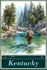 Fish Kentucky Fishing Travel Poster Prints Framed Or Canvas Rivers & Lakes