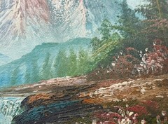 Vintage Oil Painting Mountain Landscape 7.5×9.5 Framed