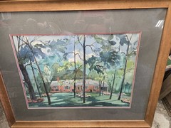 *OBO* Vintage Watercolor Painting Of House