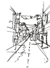 Original Abstract 9×12 City Street Paper Handmade Black White Signed Fine Art 25