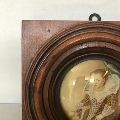 Antique Round Hand Painted and Signed Women’s Portrait in Original Frame.