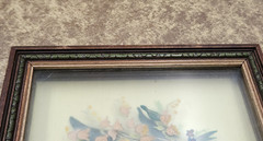 VTG 1930’s Dimensional 3D Layered Painted Glass Lily-of-the-Valley Shadowbox