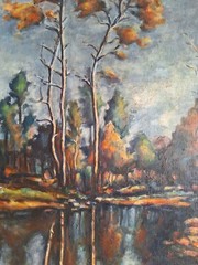Landscape Oil Painting on Canvas signed with monogram CEB