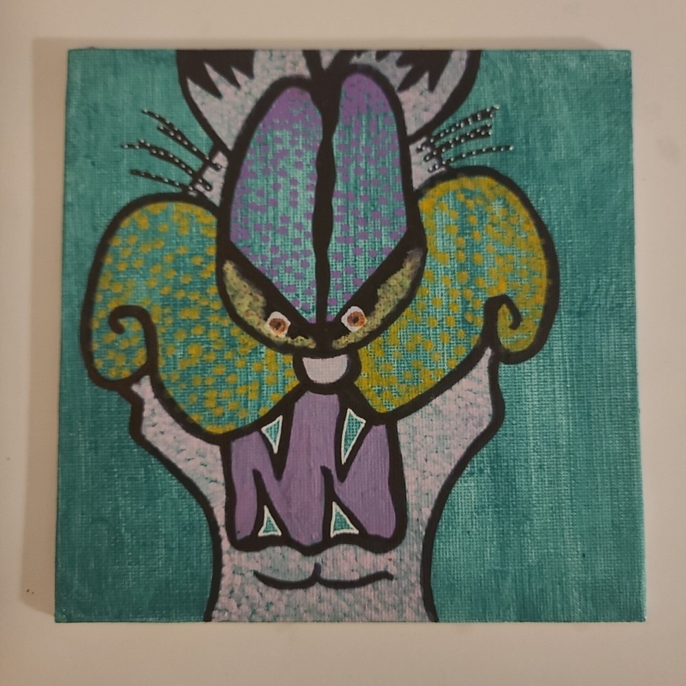Original Painting Garfeild Predator Low Brow Pop Cat Cartoon Artist Underground