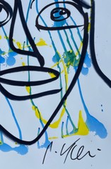 Peter Keil – Signed Original Painting – Face On Paper – 28$22 Inches
