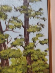 Original oil painting Vibrant!!! Blue Flowers Pond Forest Landscape SIGNED
