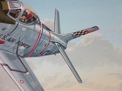 Raymond Waddey Painting US F-86D Sabre and B-57 Canberra, Signed Ron Beck 18×24″