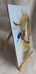 Original Acrylic Painting Landscape of a Drake on a Lake Small Wall Art 5 x 7 in