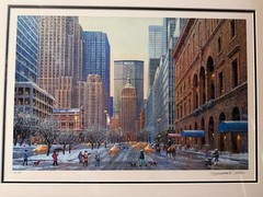 Alexander Chen, 2015 „Park Avenue Winter“ 17 1/2″ x 11 1/2″. Framed.