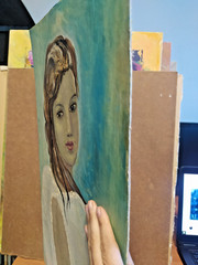 art 222 original painting 56×33 ZP oil on cardboard women portrait